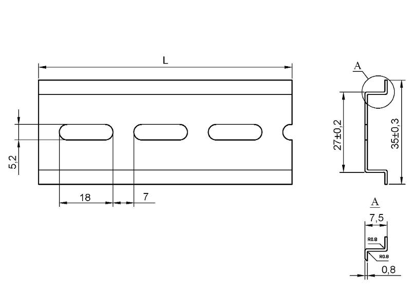 DIN-рейка перфорированная 35х7,5x75 мм, FS ( DIN rail 35.7,5.75 FS )  | 6840982 | OBO Bettermann — миниатюра 2