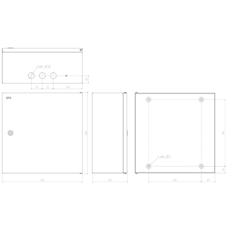  Щит с монтажной панелью металлический ЩМПг-05 IP54 (400x400x175) SIMPLE | Б0047694 | ЭРА — миниатюра 2