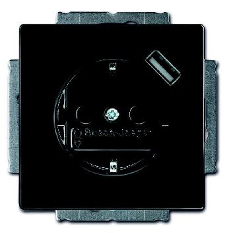 Розетка Schuko с устройством зарядным USB, 20 EUCBUSB-81-500, Carat чёрный(антрацит), 16А, 700 мА | 2011-0-6176  | 2CKA002011A6176 | ABB — ABB
