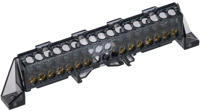 TEKFOR Шина N "ноль" в комбинированном DIN-изоляторе "Стойка" 6х9-(7+7)-Ч | TF-NN10-77-DP-K02 | IEK — фото 1 | Sento
