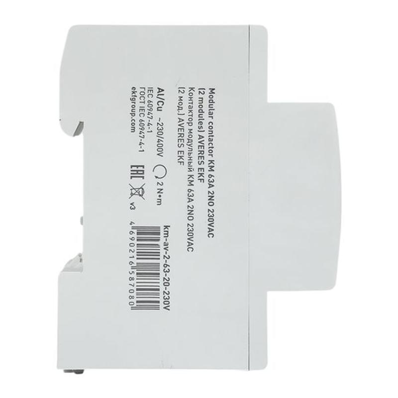 Контактор модульный КМ 63А 2NО 230VAC (2 мод.) AVERES | km-av-2-63-20-230V | EKF — миниатюра 4