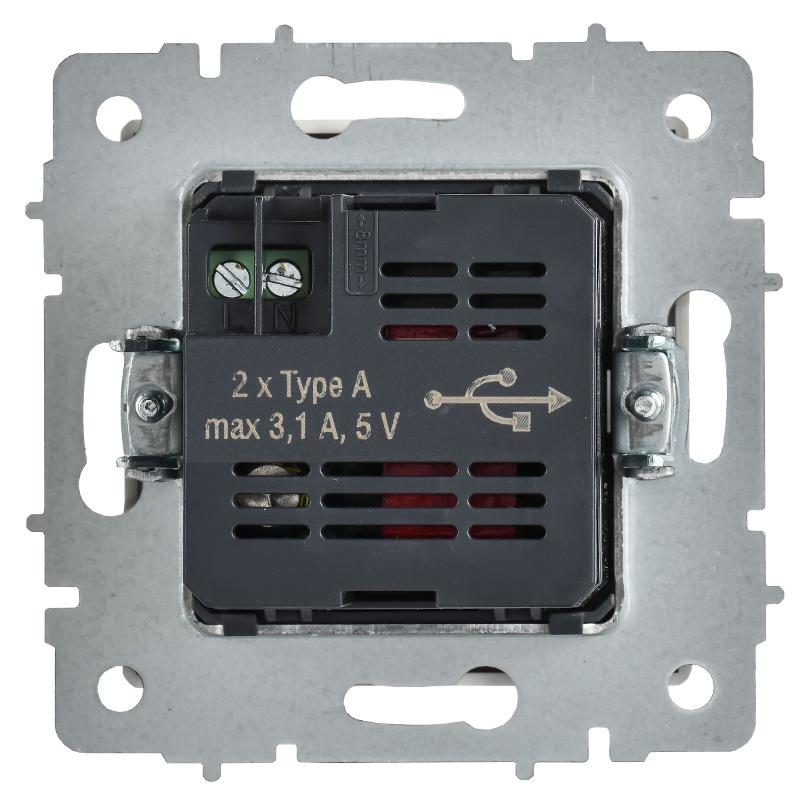 BRITE Розетка USB A+A 5В 3,1А РЮ10-1-БрАБ арктический белый  | BR-U21-D31-K91 | IEK — миниатюра 3