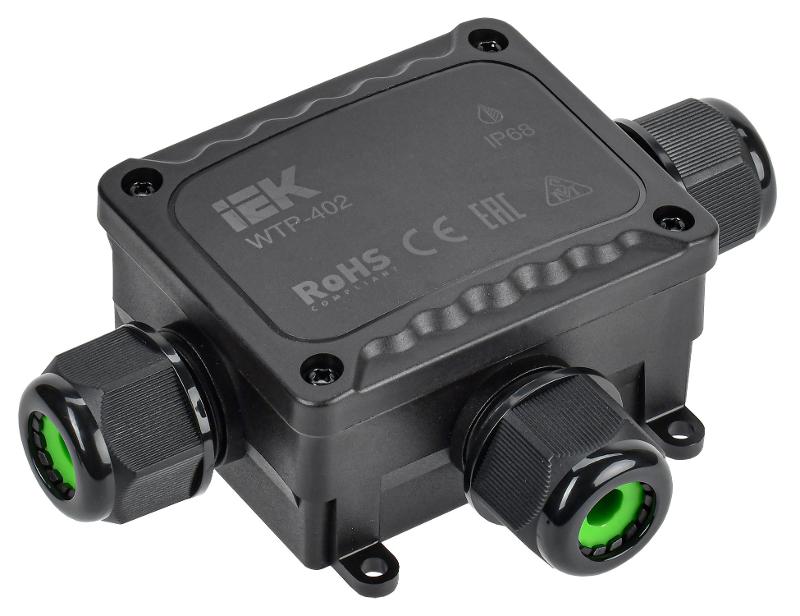 Коробка распределительная герметичная WTP-402 3 ввода M25 IP68 137х95х43мм 3 клеммы до 6 мм.кв.  | UWB10-T-450-41-03-68 | IEK — фото 1 | Sento