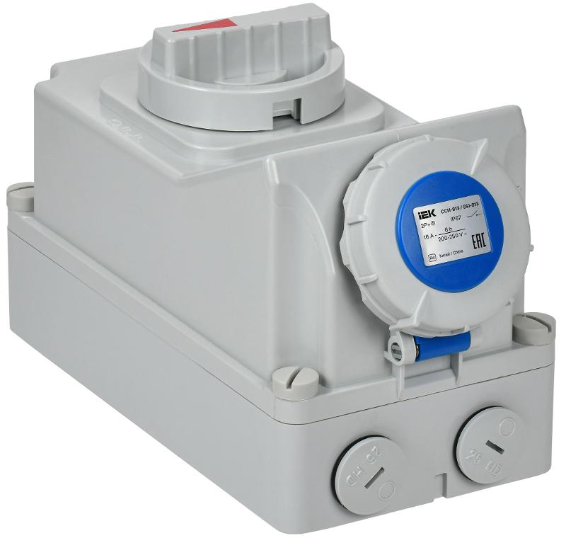 Розетка с механической блокировкой ССИ-813 16А-6ч 220В 2P+PE IP67 | PSR11-016-3-5-67 | IEK — IEK (ИЭК)