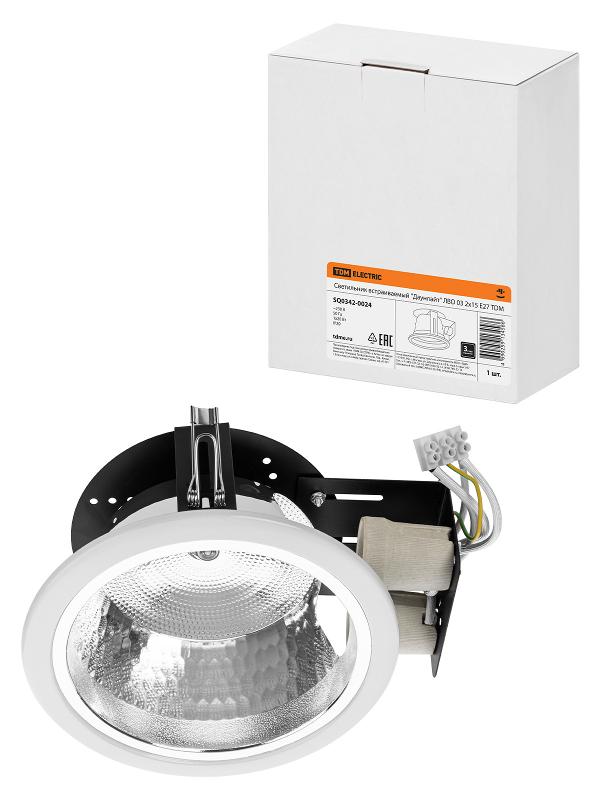 Светильник встраиваемый под лампу ЛВО 03 Downlight 2х15Вт КЛЛ Е27 IP20 | SQ0342-0024 | TDM — TDM ELECTRIC