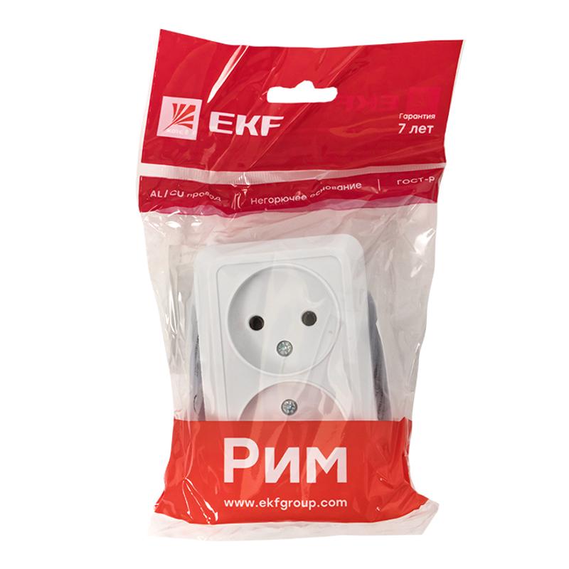 Рим Розетка 2-местная 10А без заземления керам. белая EKF PROxima|ENR10-102-10C|EKF — миниатюра 3