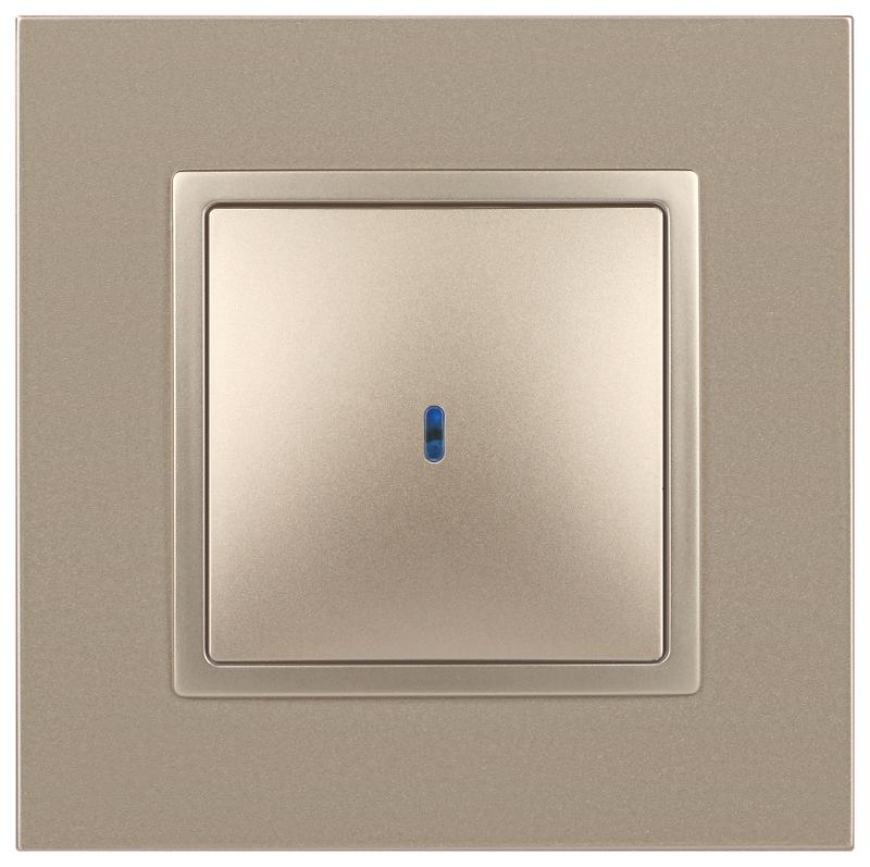 14-1102-04 Выключатель с подсветкой, 10АХ-250В, IP20, Эра Elegance, шампань | Б0034218 | ЭРА — миниатюра 2