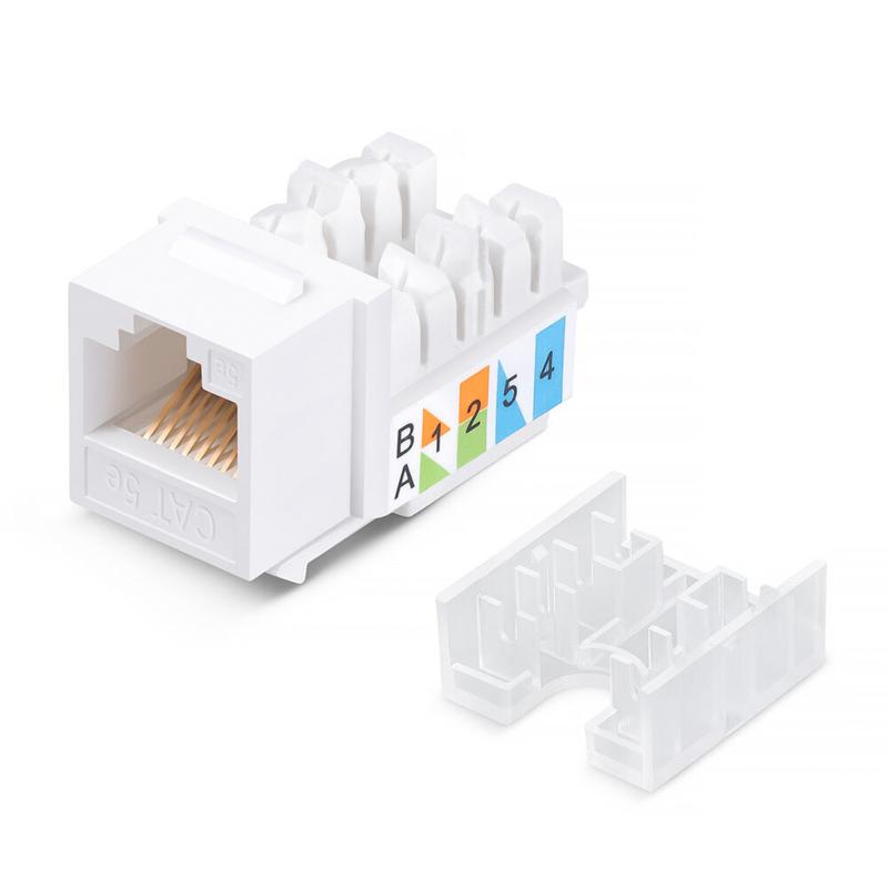 Модуль Keystone Jack RJ-45(8P8C), UTP неэкранированный, CAT 5e, тип 90 градусов, белый REXANT PRO | 02-0064 | REXANT — REXANT