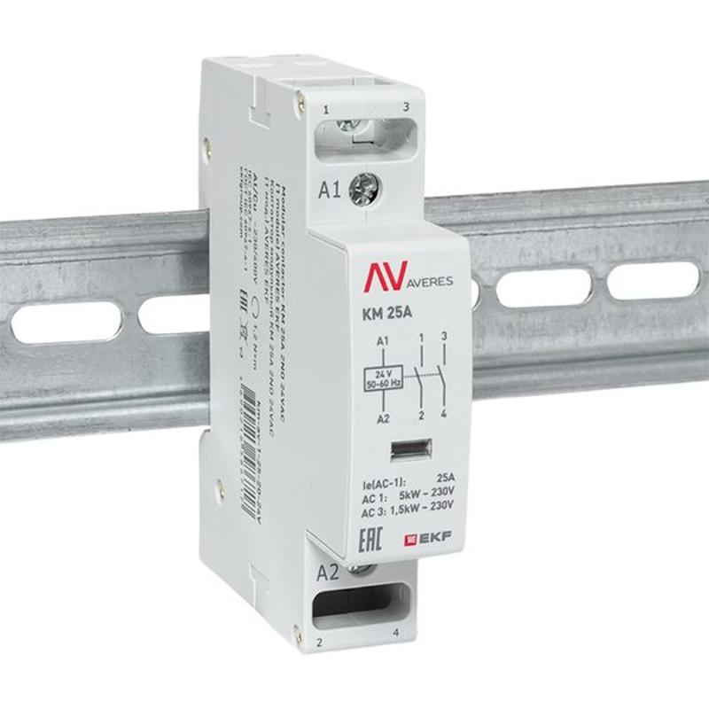 Контактор модульный КМ 25А 2NО 24VAC (1 мод.) AVERES | km-av-1-25-20-24V | EKF — миниатюра 7