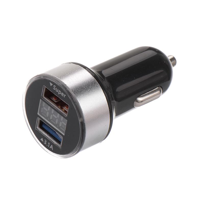 Автозарядка в прикуриватель 2хUSB с дисплеем (АЗУ) (1000+2100 mA) серебристая | 18-1947 | REXANT — REXANT