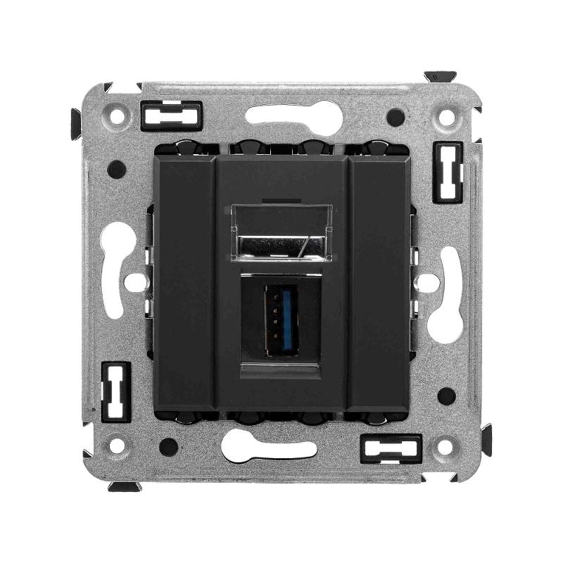 USB 3.0 розетка одинарная в стену, тип А-А, "Avanti", "Черный матовый" | 4412303 | DKC — миниатюра 1