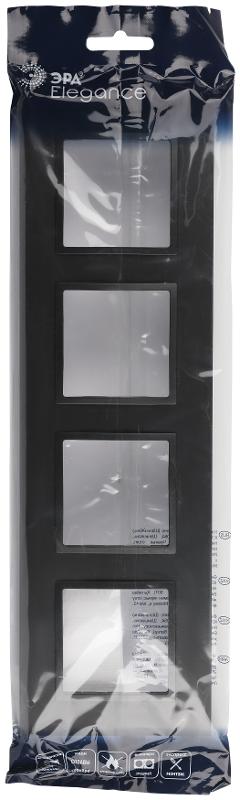 Рамка для розеток и выключателей Elegance 14-5014-05 Classic, на 4 поста, антрацит | Б0060590 | ЭРА — миниатюра 2