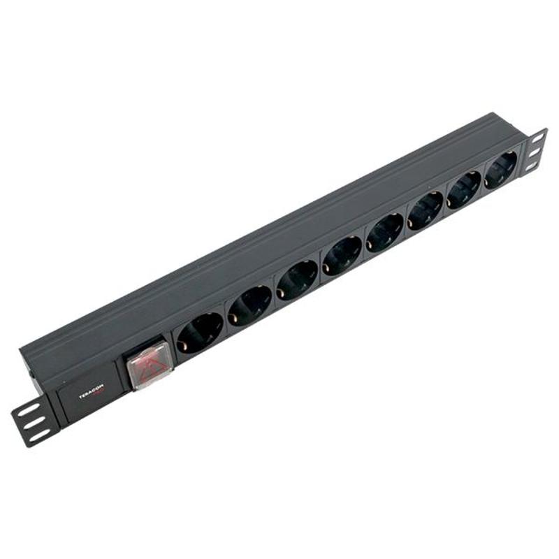 Блок розеток PDU TERACOM PRO 19" 1U 10А/250В 8 розеток Schuko с выключателем разъем C14 | TRP-HPD-LS-10A-8SH-C14 | EKF — миниатюра 16