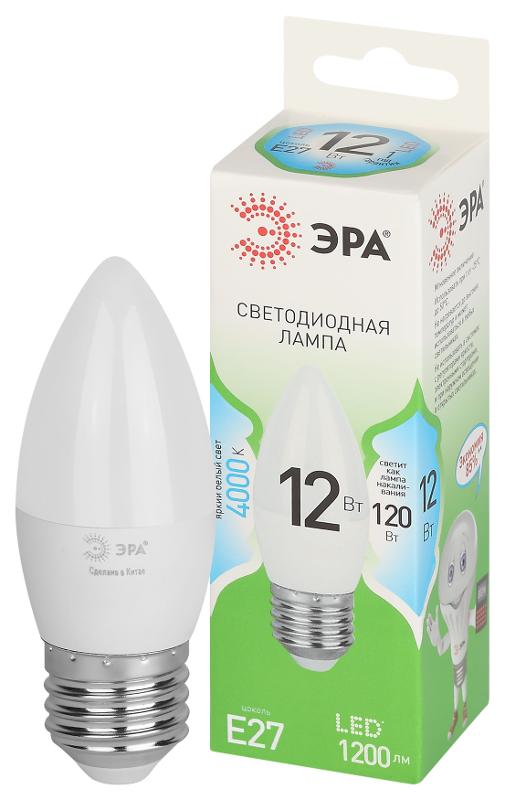 Лампа светодиодная GREEN LINE LED B35-12W-840-E27 GL E27 12 Вт свеча яркий белый свет | Б0067141 | ЭРА — миниатюра 1