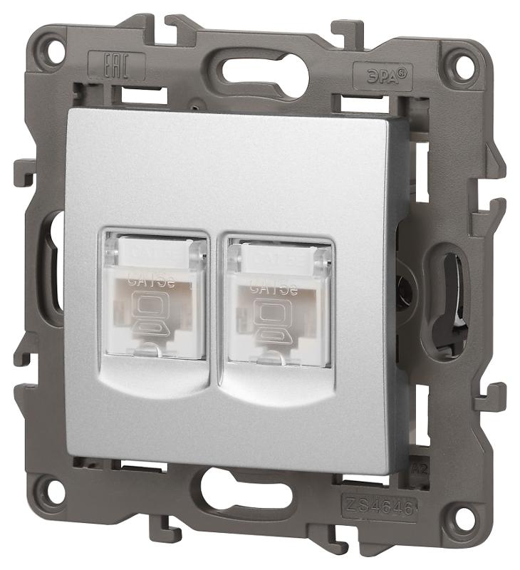 14-3108-03 Розетка 2хRJ45, IP20, алюминий | Б0034310 | ЭРА — миниатюра 4