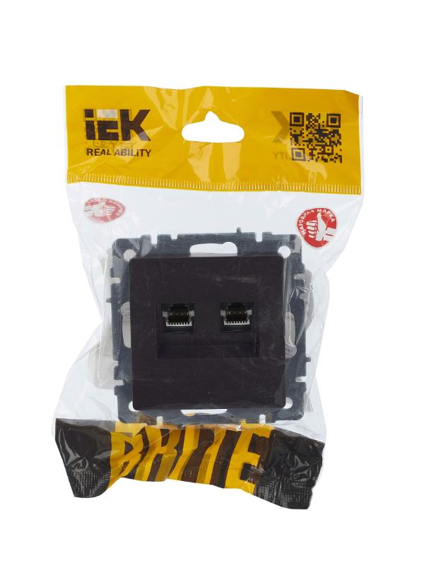 BRITE Розетка компьютерная 2-ая RJ45 кат.5E РК10-2-БрТБ темная бронза  | BR-K20-1-K45 | IEK — миниатюра 8