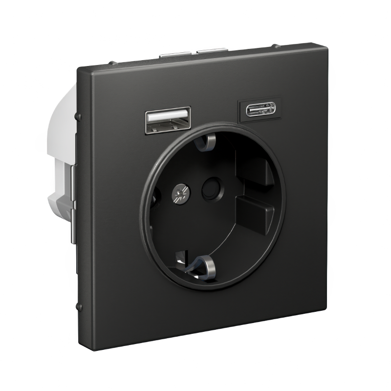 ArtGallery Базальт Розетка 16А с 2 USB A+C, 5В/2,4А/3,0А, 2х5В/1,5А, механизм | GAL001432 | SE — миниатюра 2