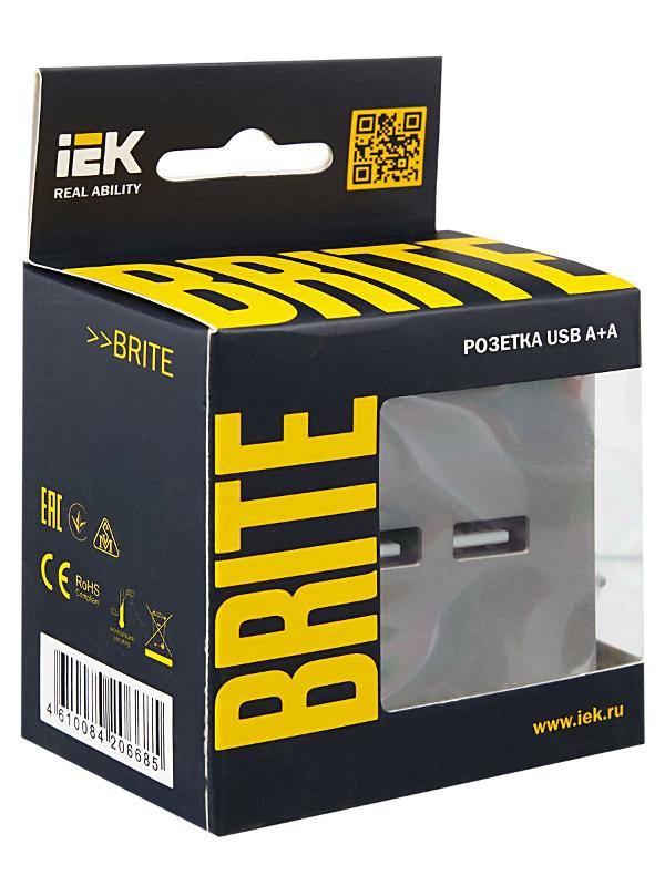 BRITE Розетка USB A+A 3,1А РЮ10-1-БрС сталь | BR-U21-D31-K46 | IEK — миниатюра 7