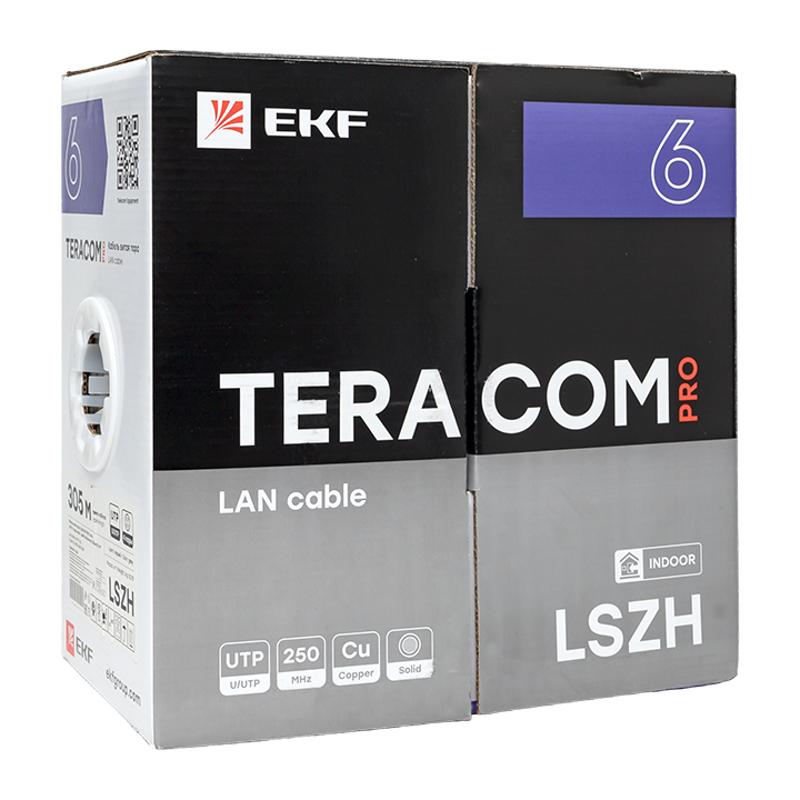 Кабель витая пара TERACOM PRO Cat.6 U/UTP 4 пары solid 23AWG нг(А)-HF серый упак. 305м | TRP-6UTP-04LSH-GY-IN3 | EKF — миниатюра 3