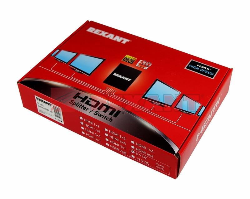 Делитель гнездо HDMI на 8 гнезд HDMI, металл | 17-6903 | REXANT — миниатюра 2