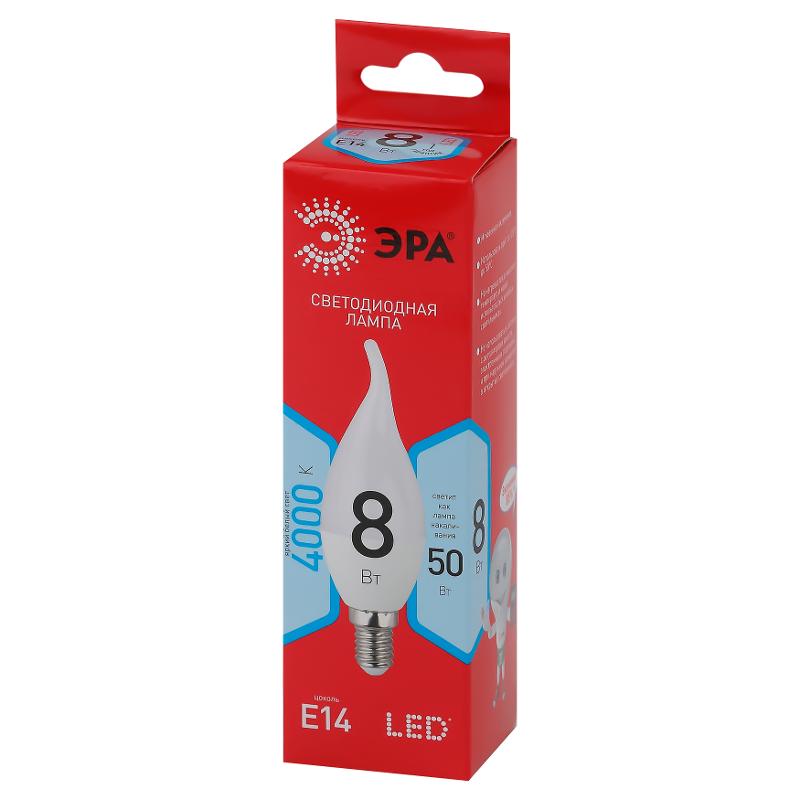 Лампа светодиодная LED BXS-8W-840-E14 R (диод, свеча на ветру, 8Вт, нейтр, E14) | Б0051848 | ЭРА — миниатюра 2