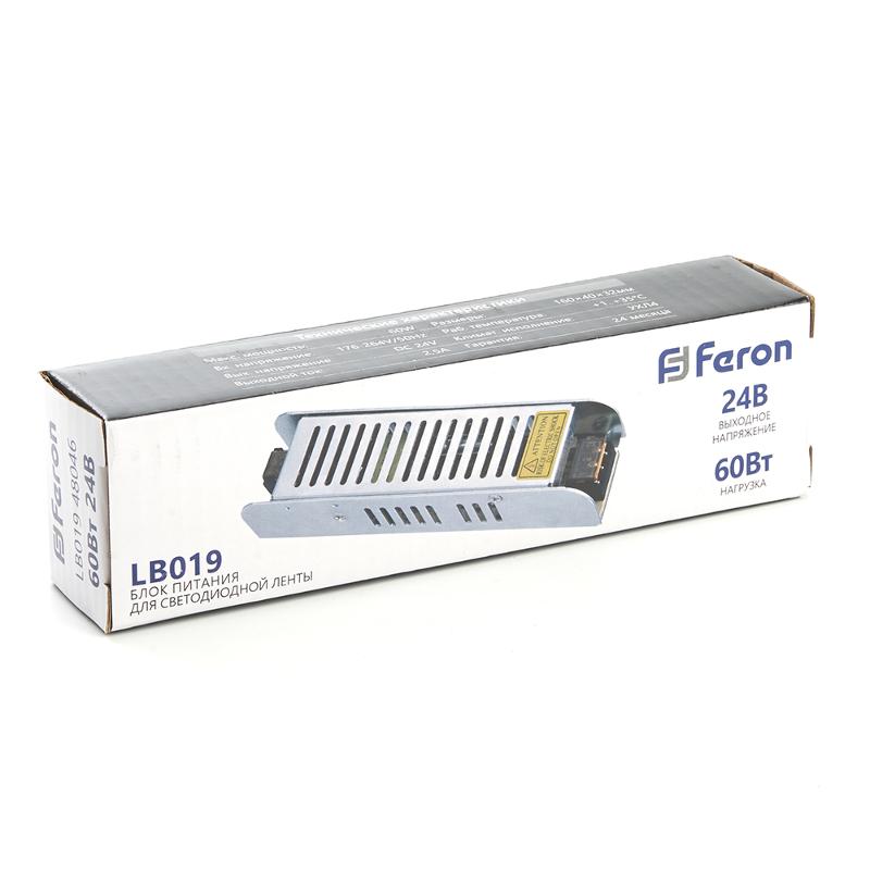 Трансформатор электронный для светодиодной ленты 60W 24V (драйвер), LB019 FERON | 48046 | FERON — миниатюра 5
