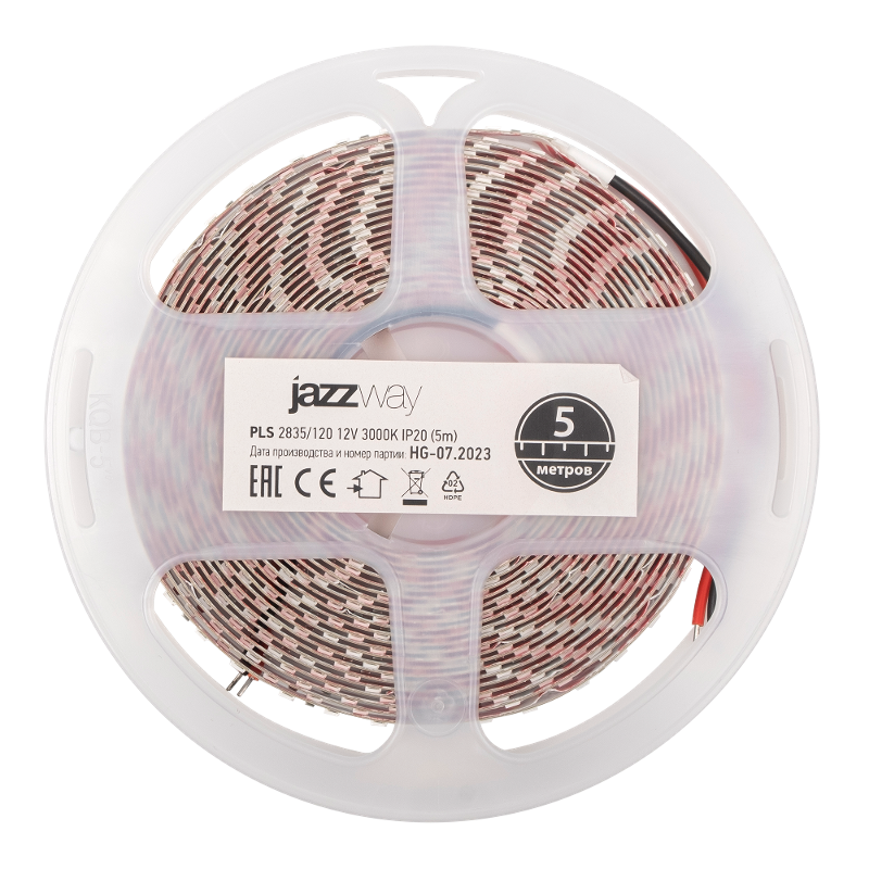 Лента светодиодная LED PLS 2835/120 12Вт 12В 3500К IP20 5м | 2859075 | Jazzway — Jazzway