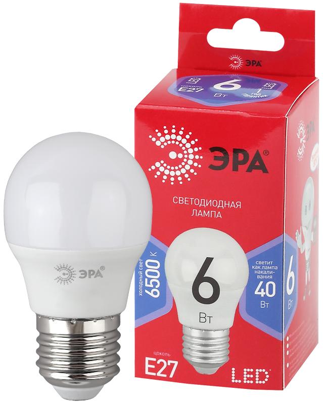 Лампа светодиодная RED LINE LED P45-6W-865-E27 R E27 / Е27 6Вт шар холодный дневной свет | Б0045357 | ЭРА — миниатюра 1