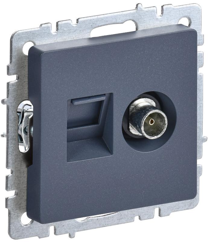 BRITE Розетка двойная TV+RJ45 кат.5E РТВ/РК12-БрМ маренго  | BR-AK20-1-K35 | IEK — миниатюра 1