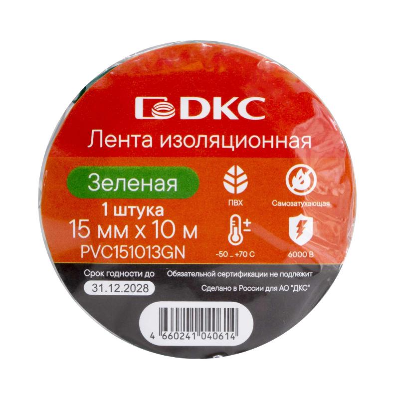 Лента изоляционная ПВХ 15x0,13 10м в рулоне Зеленая | PVC151013GN | DKC — миниатюра 2