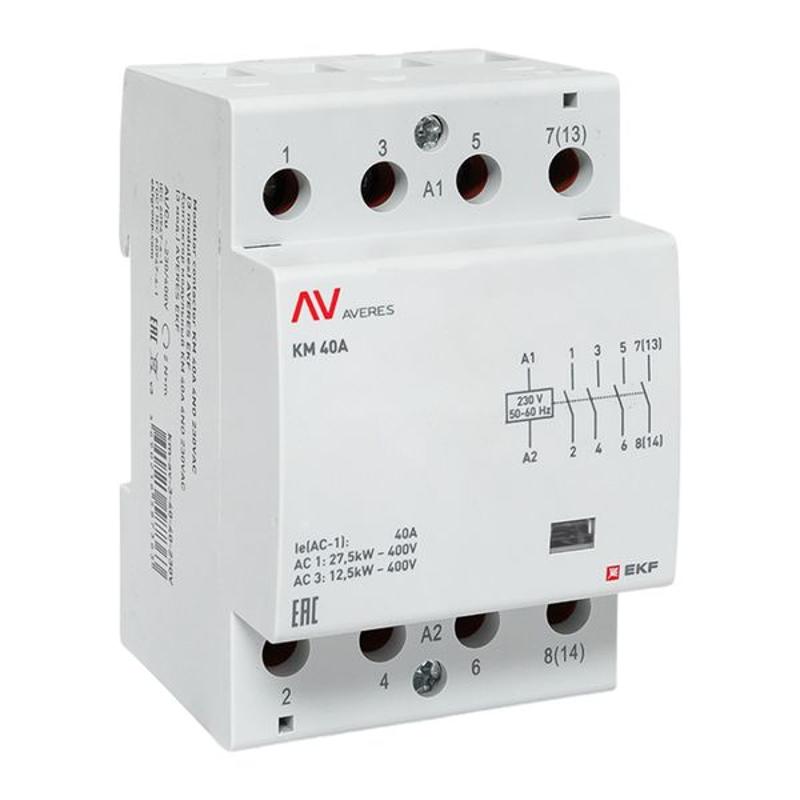 Контактор модульный КМ 40А 4NO 230VAC (3 мод.) AVERES | km-av-3-40-40-230V | EKF — EKF