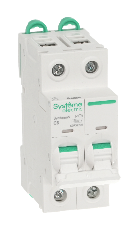 Systeme9 Автоматический выключатель (АВ) C 6A 2P 10kA 400В | S9F32206 | SE — миниатюра 6