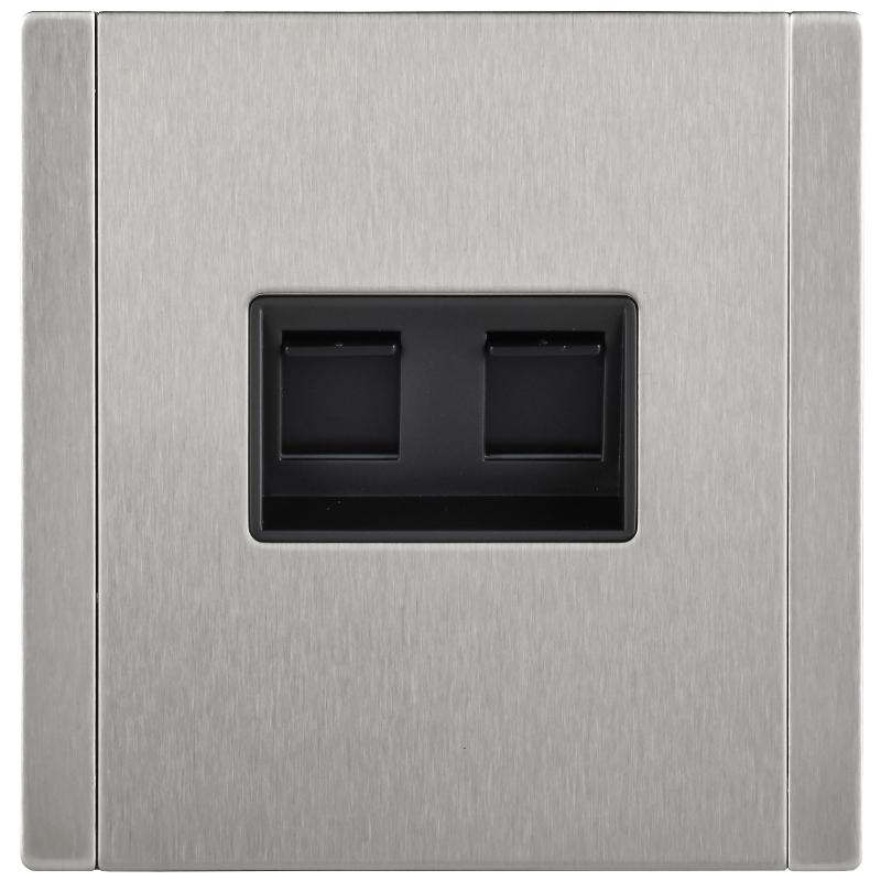 FORTE&PIANO Розетка комп. 2-ая RJ45 кат.6 FP734M металл никель  | FP-K20-2-M-K50 | IEK — миниатюра 2