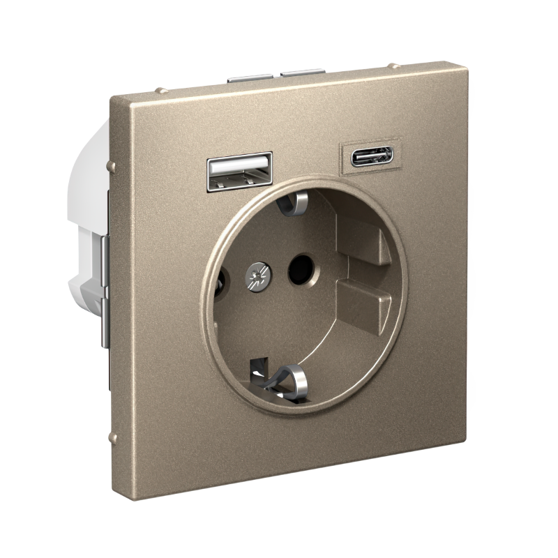 ArtGallery Шампань Розетка 16А с 2 USB A+C, 5В/2,4А/3,0А, 2х5В/1,5А, механизм | GAL000532 | SE — миниатюра 2