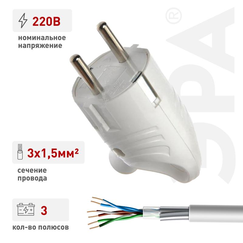 Vx4-W ЭРА Вилка с/з угловая с кольцом 16A белая (24/480/5760) | Б0039676 | ЭРА — миниатюра 4
