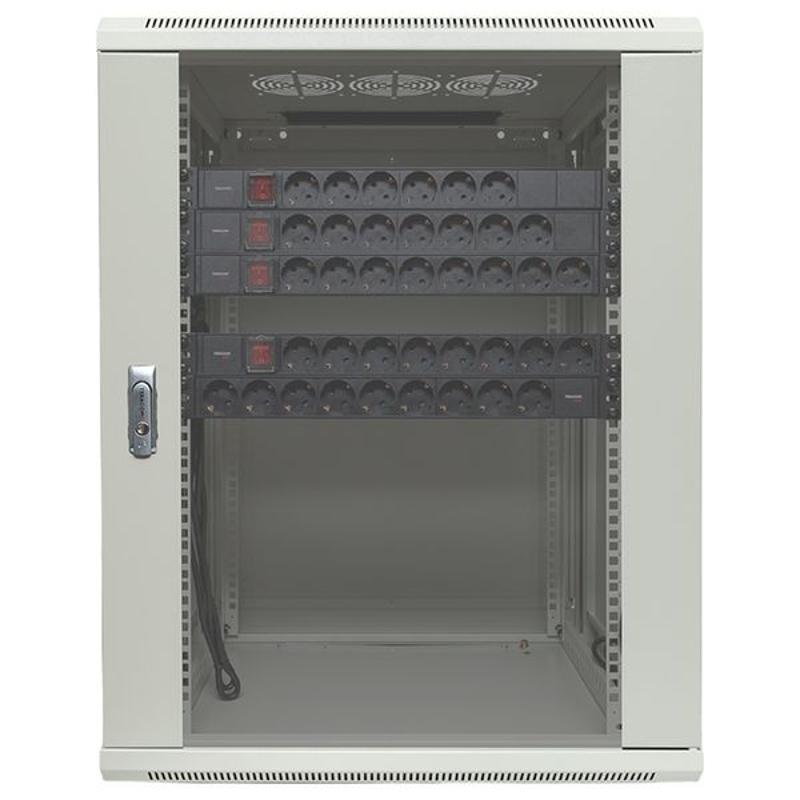 Шкаф настенный 19" TERACOM PRO 15U 600х600 мм дверь стеклянная с замком-ручкой серый|TRP-WLL-1566-40G|EKF — миниатюра 30