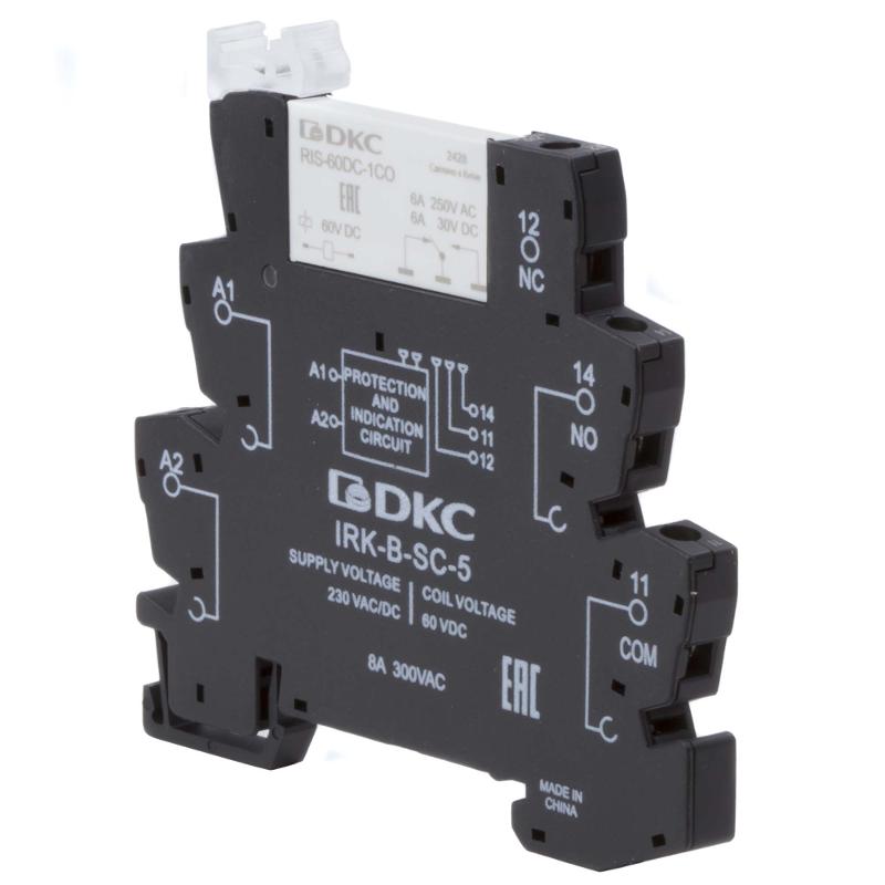 Реле интерфейсное, 1CO, ком. ток 6А, AgSnO2, напряжение 230V AC/DC, винтовые клеммы. | IRK-230UC-1CO | DKC — миниатюра 2