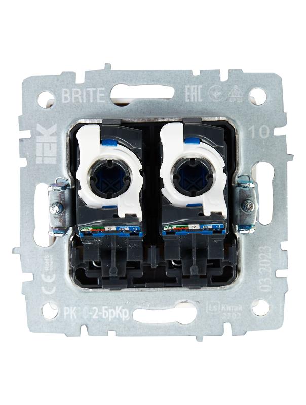 BRITE Розетка компьютерная 2-ая RJ45 кат.5E РК10-2-БрКр бежевый  | BR-K20-1-K10 | IEK — миниатюра 4
