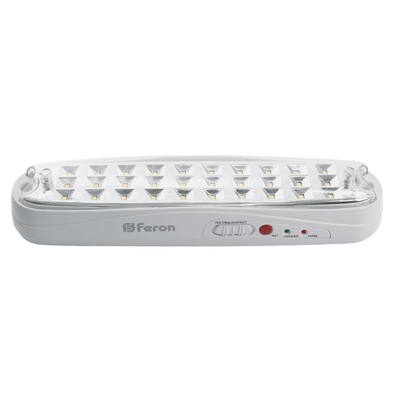 Светильник аварийный, 30 LED AC/DC, белый, EM111 с наклейкой ВЫХОД IP20 3 часа | 41533 | FERON — Feron