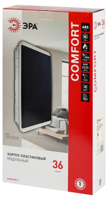 Корпус пластиковый встраиваемый ЭРА COMFORT ЩРВ-П-36 IP40 прозрачная крышка белый | Б0067241 | ЭРА — миниатюра 5