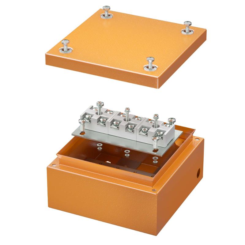 Коробка распределительная стальная FS огн.IP66,150х150х80мм,6р,450V,20A,10мм.кв, нерж.контакт с гладкими стенками и клеммниками | FSK30610 | DKC — DKC (ДКС)