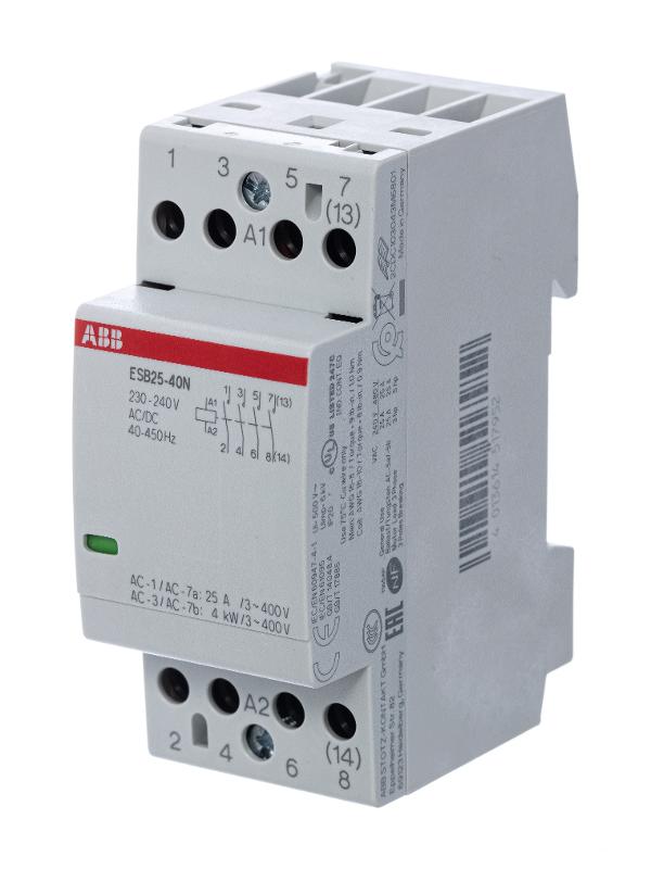 Контактор ESB25-40N-06 модульный (25А АС-1 4НО) катушка 230В AC/DC | 1SAE231111R0640 | ABB — ABB