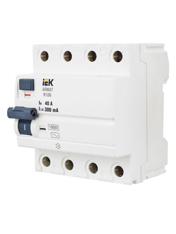 Выключатель дифференциальный (УЗО) R10N 4P 40А 300мА тип AC ARMAT | AR-R10N-4-040C300 | IEK — миниатюра 8