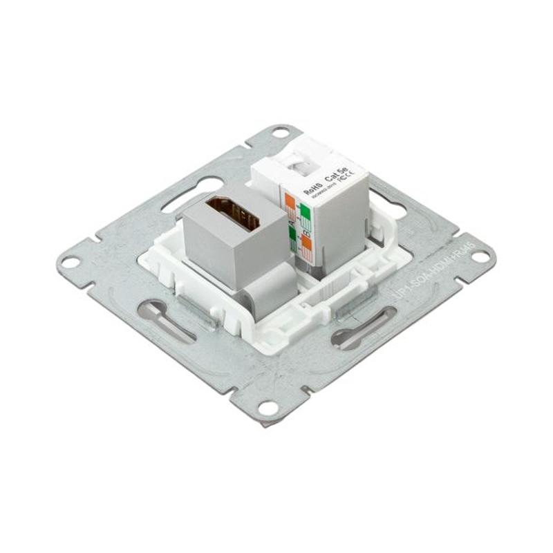Механизм розетки HDMI+RJ45 (cat5), алюминий Эпика EKF | UP1-SOA-HDMI+RJ45 | EKF — миниатюра 10