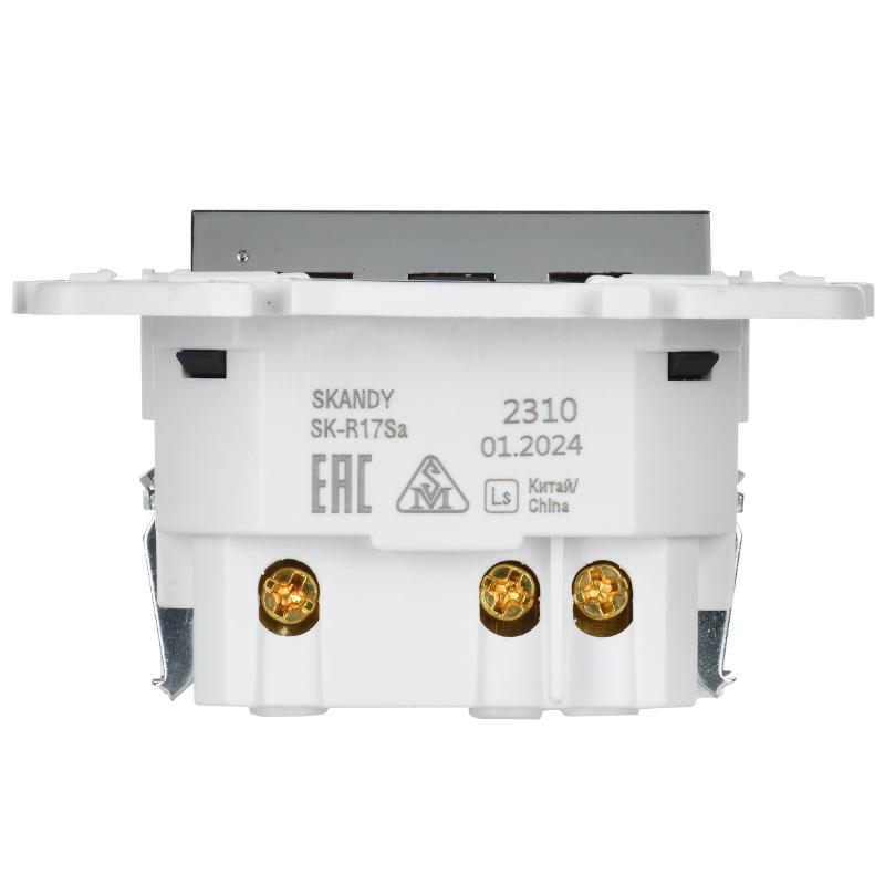 SKANDY Розетка с з/к/ш 16А с USB C 18Вт SK-R17N никель | SK-R14-16-U14-018-K50 | IEK — миниатюра 3