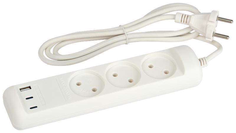 Удлинитель электрический ЭРА U-3-1,5m-USB-W 3 розетки + 3xUSB A+C 1,5м 10А белый | Б0069075 | ЭРА — ЭРА (Энергия света)