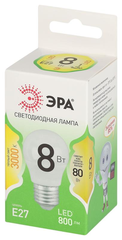 Лампа светодиодная  GREEN LINE LED P45-8W-830-E27 GL E27 8 Вт шар теплый свет | Б0067023 | ЭРА — миниатюра 5