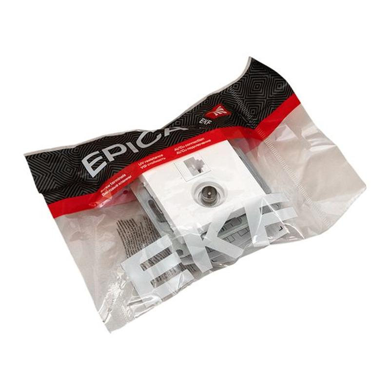 Механизм розетки TV+RJ45 (cat5), белый Эпика EKF | UP1-SOW-TV+RJ | EKF — миниатюра 13