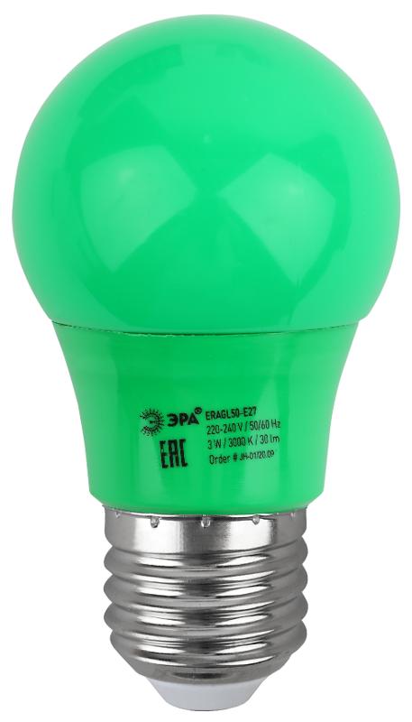 Лампы cветодиодные ERAGL50-E27 LED A50-3W-E27 (диод. груша зел., 13SMD, 3W, E27, для белт-лайт) (10/100/3600) | Б0049579 | ЭРА — миниатюра 4