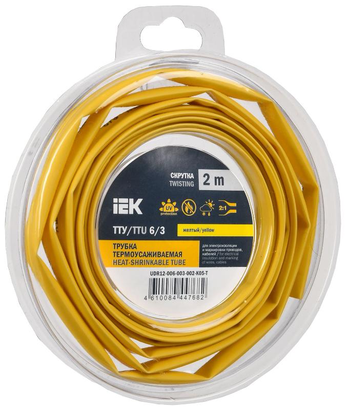 Трубка термоусадочная ТТУ нг-LS 6/3 желтая (2м/упак) IEK | UDR12-006-003-002-K05-T | IEK — IEK (ИЭК)